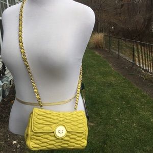 Paolo Masi  quilted yellow leather crossbody bag